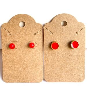 Two Pairs Cute Red Post Earrings